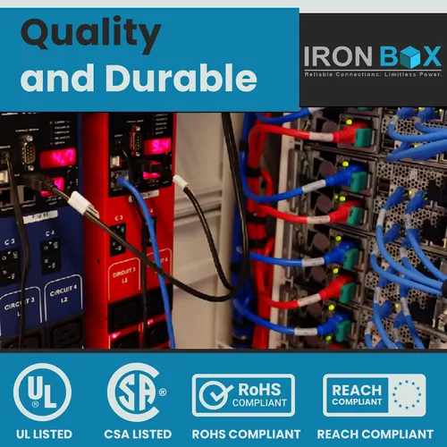 Miniatura 7 de IronBox Electric - Cable de Alimentación C14 a C13 de Servicio Pesado, 15A, 250V, Cable de Extensión para Computadora 14/3 AWG - Cables