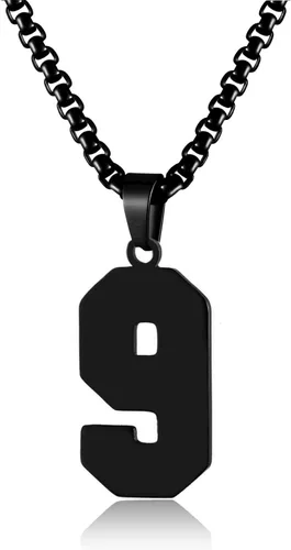 Miniatura 183 de Collar de Número Dorado para Hombre, Cadena de Acero Inoxidable con Colgante de Número para Atletas, Joyería Deportiva Personalizada para Niños