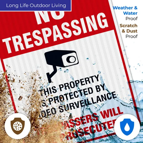 Miniatura 5 de Señal de videovigilancia No Trespassing, cámara de seguridad CCTV, 24 x 30 pulgadas, 3M EGP reflectante aluminio .080, resistente a la decoloración