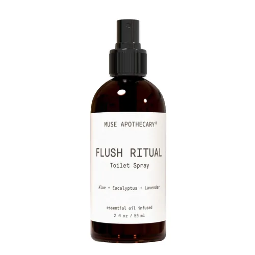 Muse Apothecary Flush Ritual - Aerosol para inodoro aromático y refrescante, usar antes de ir, 2 onzas, infundido con aceites esenciales naturales -