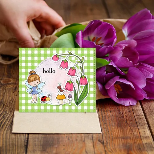 Miniatura 2 de INFUNLY Sellos y troqueles de hadas para hacer tarjetas, diseño de flores de abeja, sellos de silicona transparentes, juego de sellos y troqueles