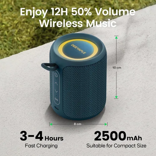 Miniatura 3 de Altavoz Bluetooth inalámbrico, IP67 impermeable y a prueba de polvo altavoz portátil con luces, sonido estéreo fuerte de 15 W, batería de 2500 mAh