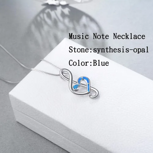 Miniatura 4 de WINNICACA Collares de plata de ley con notas musicales de ópalo creado, joyería de gimnasia para mujeres, adolescentes, niñas, amantes del baile