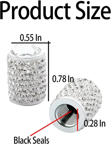 Miniatura 2 de zipelo Tapas de vástago de válvula brillantes, paquete de 4 fundas de válvula de neumático de automóvil con diamantes de imitación, tapa a prueba