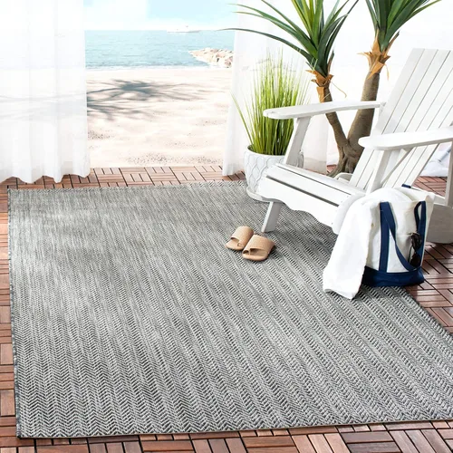 Miniatura 72 de SAFAVIEH Alfombra Lavable para Exteriores Colección Courtyard - Pasillo de 2'3" x 6'7", Azul Marino y Gris, No Desprende Pelusa y Fácil Limpieza