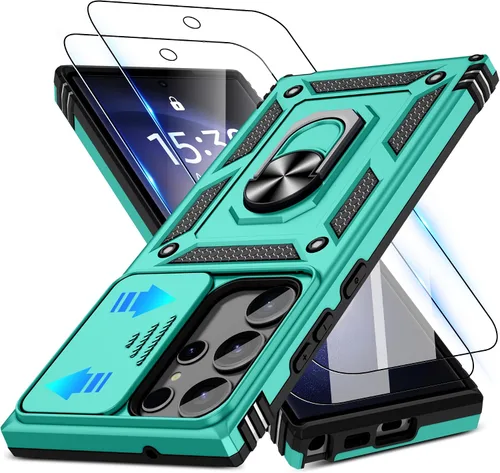 Miniatura 9 de ATUMP Funda para OnePlus Nord N200 5G con protector de pantalla HD con cubierta para cámara deslizante, soporte de anillo de rotación de 360°
