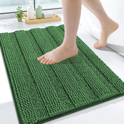 Miniatura 261 de Grandaily Alfombras de baño de felpilla a rayas de 24 x 16 pulgadas, extra gruesas y suaves, absorbentes, parte trasera de goma, alfombra de ducha