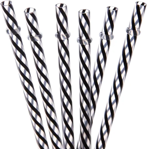 Miniatura 8 de Dakoufish 12 pajitas gruesas de plástico reutilizables de 11 pulgadas, sin BPA, pajitas para tarros de masón, color a rayas pequeñas