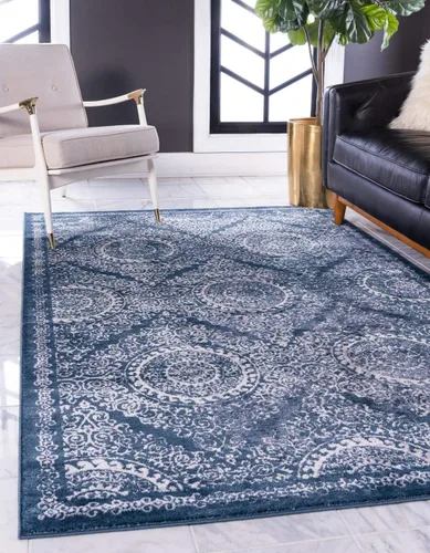 Miniatura 11 de Unique Loom Leila Collection - Alfombra envejecida, tradicional, vintage, geométrica, borde, de pelo alto y bajo, 3 pies 3 pulgadas x 3 pies, Gris