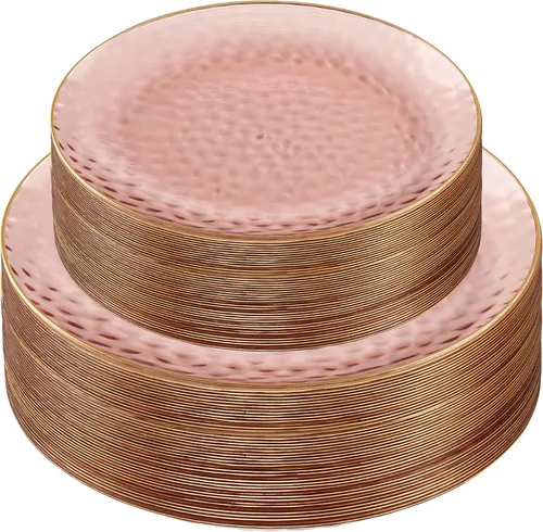 Miniatura 11 de Plasticpro - Juego de platos combinados de 32 piezas que incluye platos de 16 a 7 pulgadas y platos negros de 16 a 10 pulgadas con borde plateado