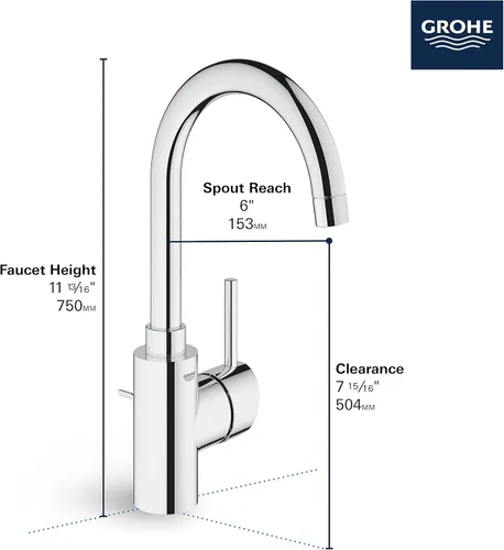 Miniatura 5 de GROHE 32138EN2 Concetto - Grifo de baño de una sola manija, níquel cepillado InfinityFinish