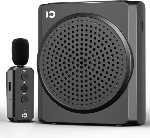 SHIDU Amplificador de voz portátil de 18 W para profesores, amplificador de voz con micrófono de solapa inalámbrico, micrófono Bluetooth y altavoz