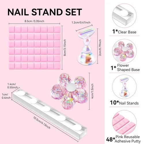 Miniatura 7 de Makartt Soporte de uñas para uñas a presión, práctica de pintura artística, soporte magnético para pintar uñas, soporte para diseños de uñas