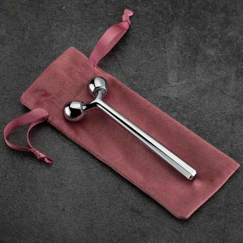 Miniatura 2 de Tekson Masajeador facial de rodillo, herramienta GuaSha de masaje facial de metal 3D para reducir la hinchazón, estiramiento facial, Plateado