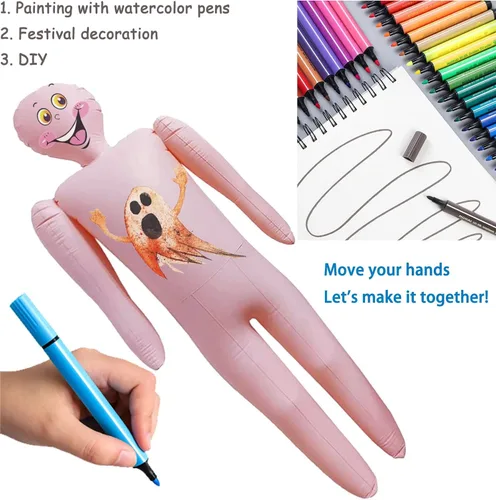 Miniatura 5 de 2 maniquíes inflables de cuerpo de tamaño real de 60 pulgadas, muñecas inflables de cuerpo de tamaño completo, decoraciones DIY de Halloween, 2 pzas