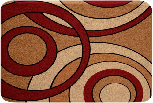 Miniatura 8 de Erosebridal Alfombra de baño circular de geometría azul, de 16 x 24 pulgadas, diseño de líneas de remolinos abstractos, rayas, retro, ojales