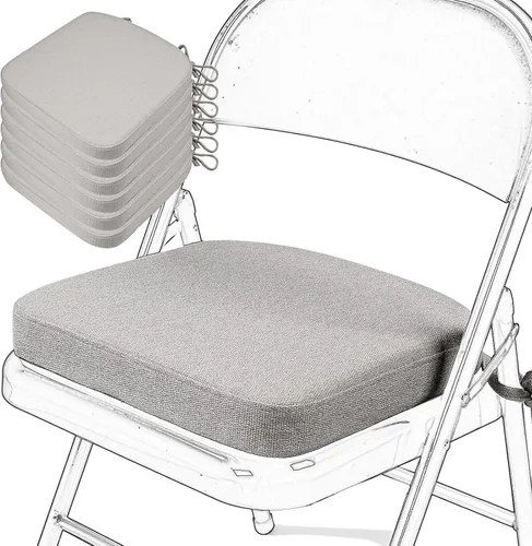 Miniatura 7 de SINOSSO Cojín de espuma viscoelástica para silla plegable, 1 unidad, almohadilla cuadrada gruesa de 2 pulgadas para silla de cocina con lazos, cojín