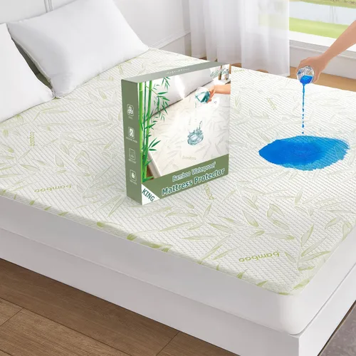 Miniatura 13 de Protector de Colchón Queen Impermeable Funda de Colchón Lavable de Rayón de Bambú Cubierta de Colchón Transpirable Silencioso Protector de Cama 5