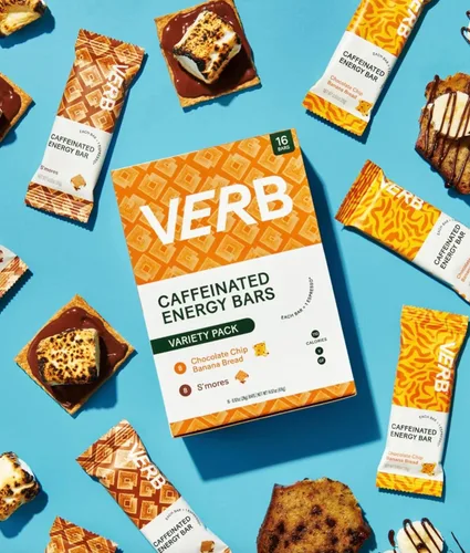 Miniatura 4 de Verb Barras de Energía Cafeinadas - Paquete de Variedad - 2 Sabores Deliciosos (26g, Paquete de 16) Barra de Energía Deliciosa de 110 Calorías, Baja