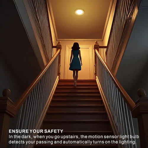 Miniatura 6 de Bombilla con sensor de movimiento, bombilla con detector de activación de movimiento para interiores, luz nocturna de seguridad del atardecer al