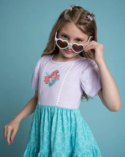 Miniatura 3 de Disney Vestido de princesa con cuello cuadrado y volantes para niñas pequeñas y adultas, tallas de 2T a 2XL