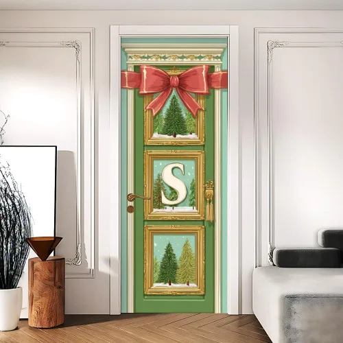 Miniatura 10 de Enchanted Secret - Mural para puerta de jardín, despegar y pegar, cubiertas decorativas de puerta de arco floral talladas vintage, adhesivo