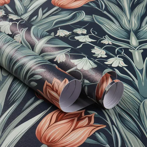 Miniatura 4 de Livebor Papel tapiz floral para despegar y pegar, papel de contacto floral de 16.9 x 196.8 pulgadas, papel de pared de hojas verdes, papel tapiz