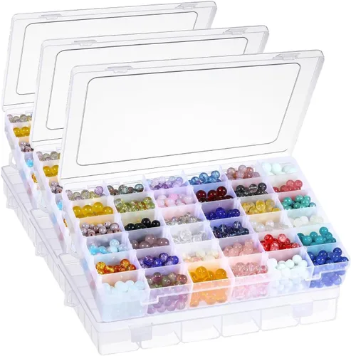 Miniatura 10 de 1 Paquete Caja Organizadora de Plástico Transparente con 36 Ranuras, Divisores Ajustables, Pequeños Organizadores de Manualidades y Almacenamiento