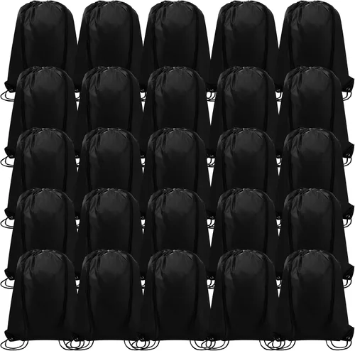 100 bolsas de cordón con cordón a granel, bolsas de almacenamiento para deportes, gimnasio, viajes, Negro, 16.5 inches in length and 13.4 inches in
