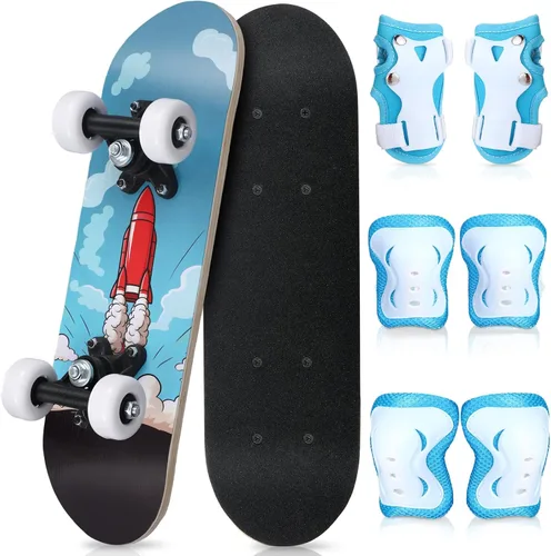 Miniatura 9 de Honoson Juego de 7 piezas de rodilleras, coderas y muñequeras para patinetas para principiantes y niños pequeños
