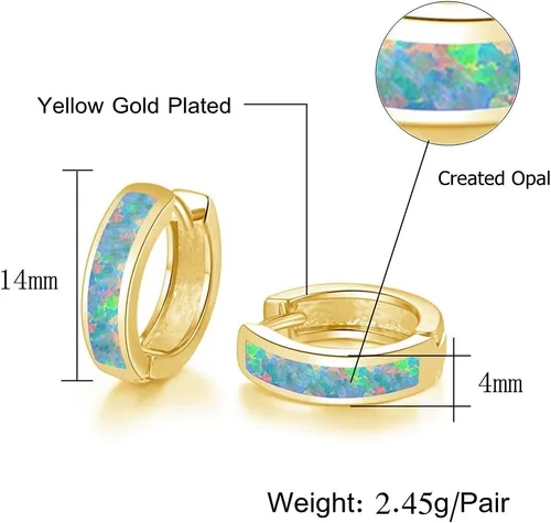 Miniatura 150 de CiNily Aretes Huggie de ópalo con bisagras, chapados en oro, hipoalergénicos, pequeños aretes de aro para mujeres, adolescentes, niñas, hombres