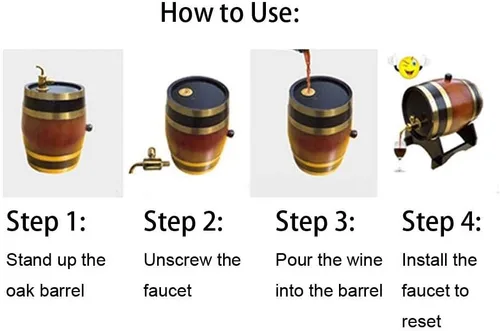 Miniatura 4 de Barril de roble envejecido, contenedor de almacenamiento de barril de vino de alta calidad con soporte para grifo/barril, envejece tu propio whisky