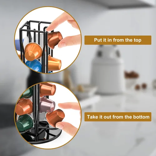 Miniatura 7 de Soporte para cápsulas de café Nespresso OriginalLine, soporte giratorio para cápsulas de café, organizador de estación de café, estante