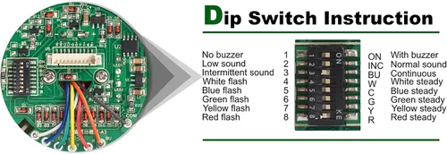 Miniatura 7 de Luz de señal LED Andon de 3 pilas con zumbador, rojo/amarillo/verde, encendido/apagado/flash, interruptor selector ABB, adaptador de corriente