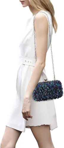 Miniatura 7 de UBORSE Bolsos de noche con lentejuelas brillantes y diamantes de imitación para mujer, estilo vintage, con cuentas de cristal, para cóctel, fiesta