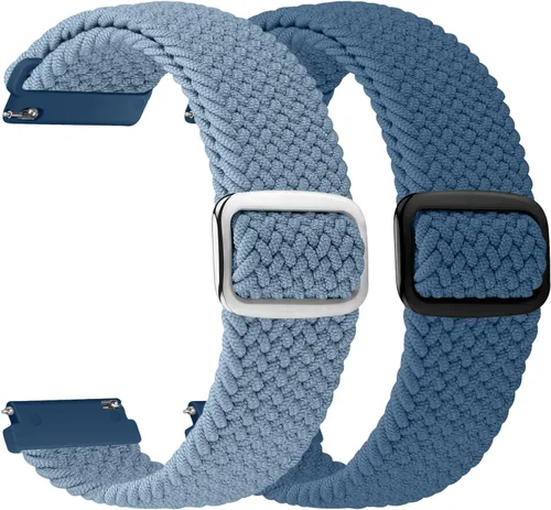 Miniatura 14 de 2 Pack 22mm Quick Release Braided Bands Compatible with Garmin Vivoactive 4 45mm, Forerunner 570 47mm/255/265, Adjustable Band for Amazfit Bip 6/5