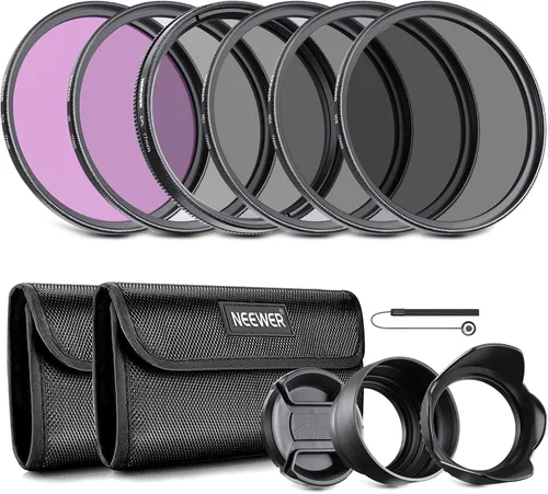 Miniatura 15 de NEEWER Kit de filtro de lente de 1.457 in: UV, CPL, FLD, ND2, ND4, ND8, parasol y tapa de lente compatible con cámaras réflex digitales Canon Nikon