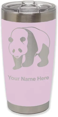 Miniatura 21 de LaserGram Vaso aislado al vacío de 20 onzas, oso panda, grabado personalizado incluido (negro)