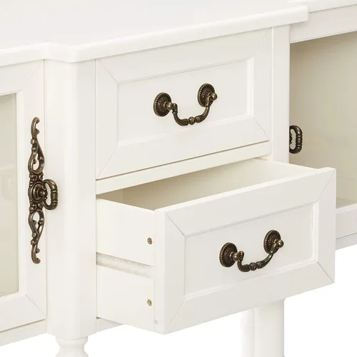 Miniatura 6 de Kings Brand Furniture Aparador moderno con puertas de cristal, cajones de almacenamiento y estantes para cocina, comedor y sala de estar