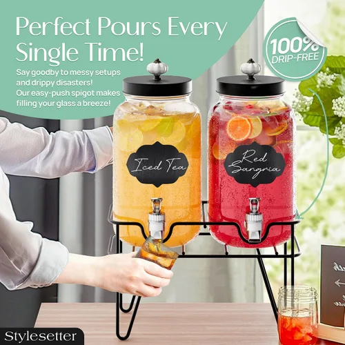 Miniatura 6 de Style Setter Manchester - Juego de 2 dispensadores de bebidas frías con 3.1 litros cada uno