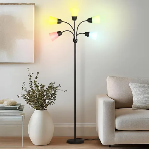 Miniatura 6 de Brightech Medusa - Lámpara de pie LED moderna – Lámpara de pie de múltiples cabezales para salas de estar y oficinas – Lámpara alta con pantalla