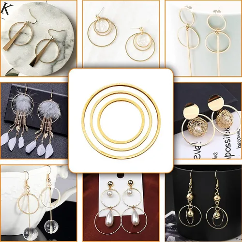 Miniatura 5 de 70 aros de cuentas para hacer joyas, aretes de aro, accesorios circulares de bisel abierto, marco colgante para manualidades, collar de aretes, Oro K