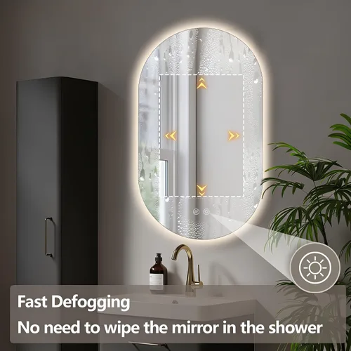 Miniatura 5 de Espejo LED ovalado de 36 x 24 pulgadas para baño, espejo de tocador iluminado en forma de píldora con luces, espejo retroiluminado sin marco montado