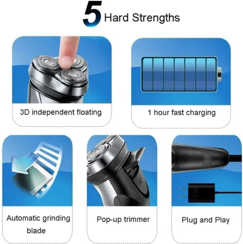 Miniatura 4 de Maquinilla de afeitar eléctrica para hombres, afeitadoras eléctricas para hombres impermeables en húmedo y seco, maquinillas de afeitar eléctricas