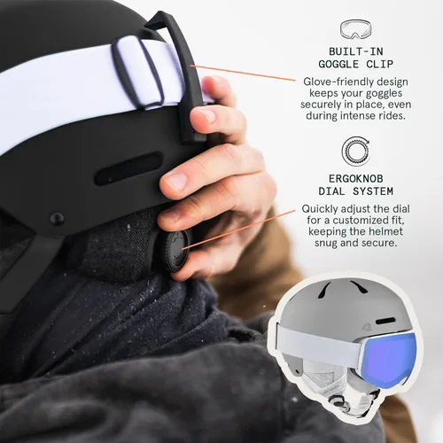 Miniatura 4 de Retrospec Comstock - Casco de esquí y snowboard para adultos y jóvenes - Casco de nieve ajustable con carcasa protectora y ventilaciones Matte Slate