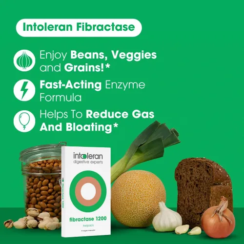 Miniatura 3 de Intoleran Fibractase Forte Digestive Enzymes Testpack - 6 cápsulas Suplemento para la intolerancia a los fructanos y galactanos Ayuda a digerir