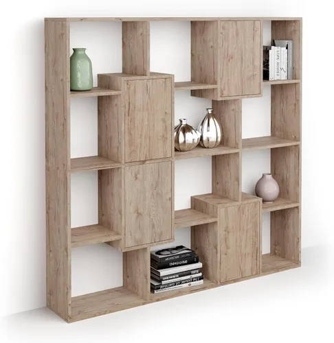 Miniatura 73 de Mobili Fiver, Iacopo XS Estantería con puertas de panel (63.31 x 31.5 pulgadas), color negro Ashwood, Made in Italy