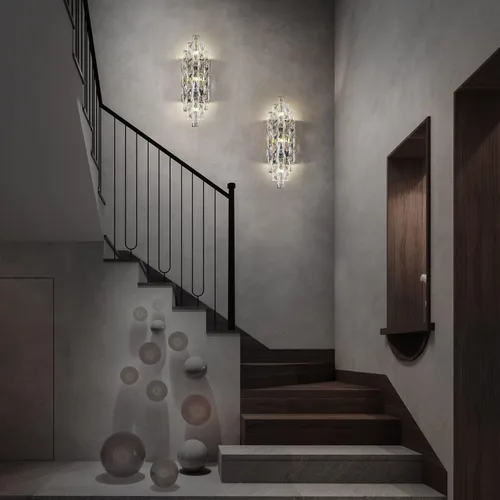 Miniatura 8 de Modernos apliques de pared cromados de cristal, lámparas de pared, lámpara de pared interior, lámparas de montaje en pared para sala de estar