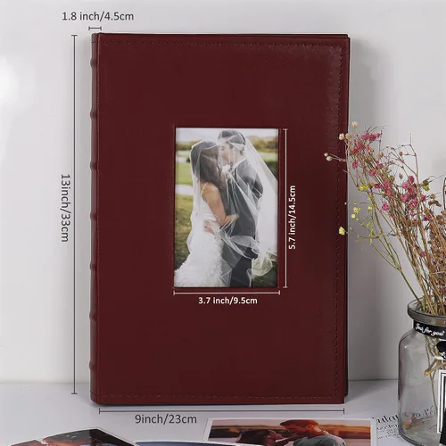 Miniatura 2 de RECUTMS - Álbum de fotos 4x6 con 300 fotos, cubierta de cuero cosido de primera calidad, álbum de fotos para grabaciones de memoria, álbumes