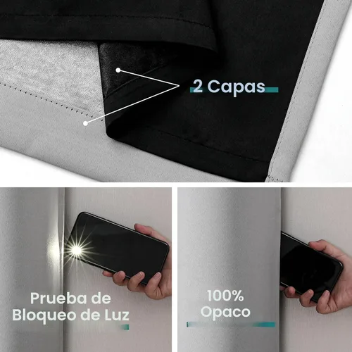 Miniatura 4 de ChrisDowa - Cortinas 100% opacas, para dormitorio, con forro negro, 2 capas gruesas, aislamiento térmico y ojales, 63 pulgadas de largo, juego de 2